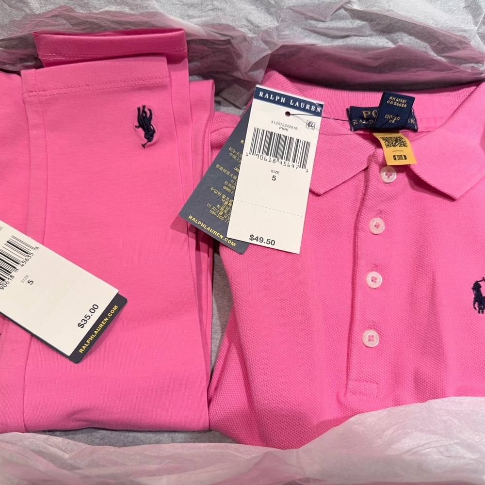Ralph Lauren Kids Pink Polo Shirt and legging set